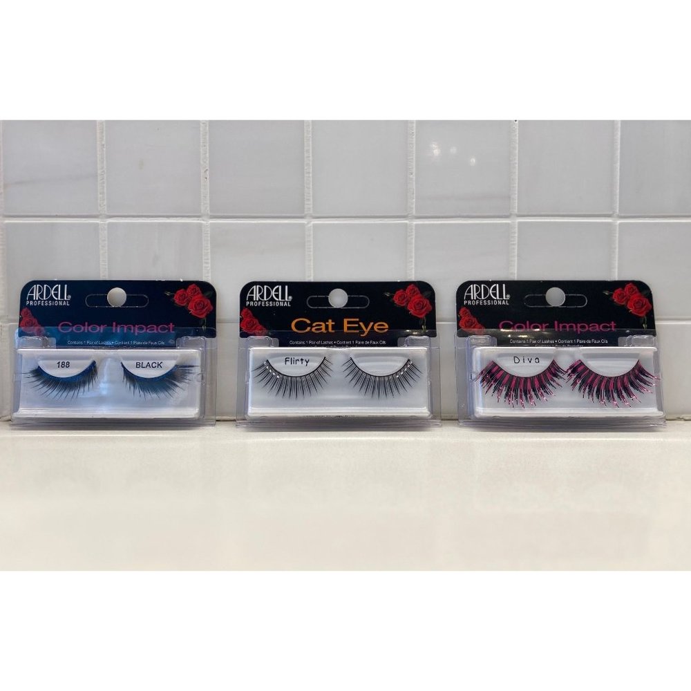 Ardell False Eyelashes 3 Pack Blue, Pink, Black
